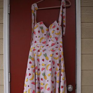 Lindy Bop Myrtle Fruit Halter Dress Size 18 UK